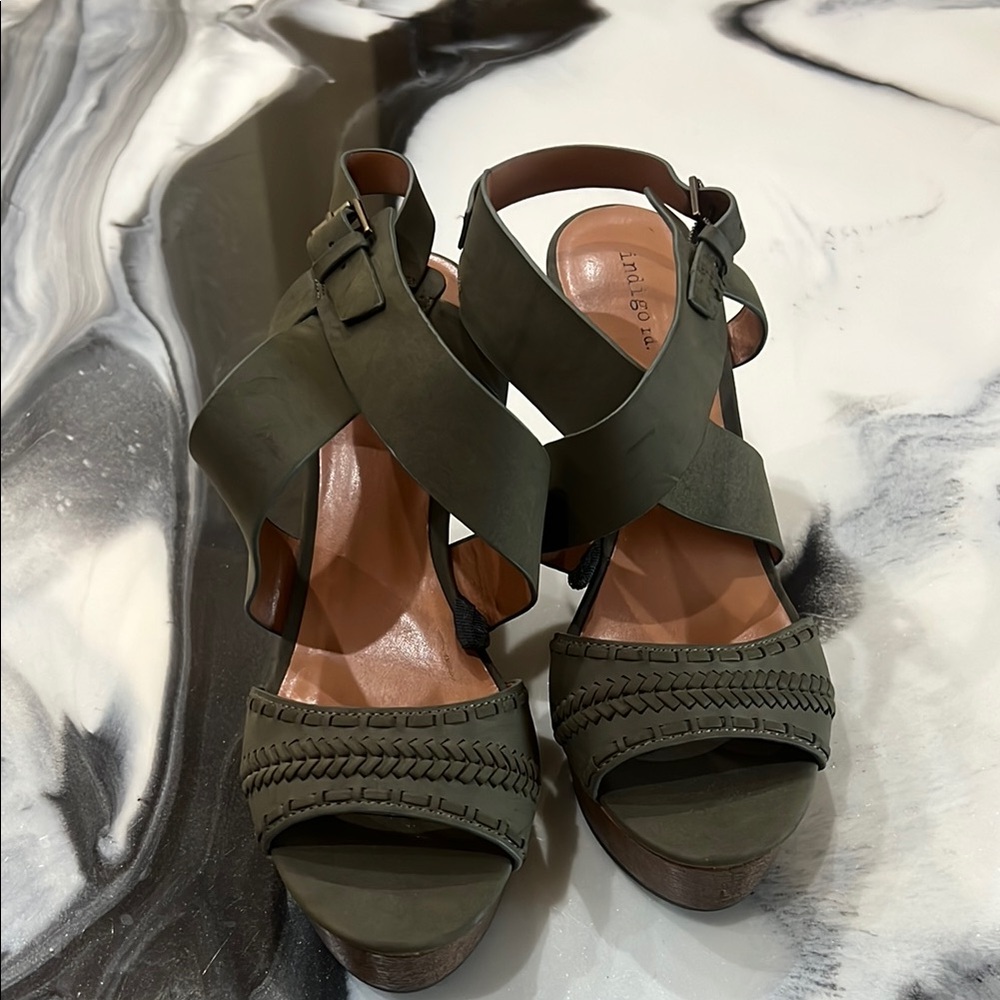 Indigo Olive Platform Sandals